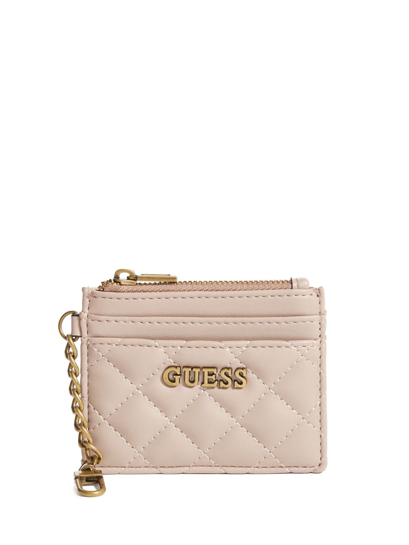 Guess Quilted Card Holder Portefeuille Dames Bruin | 0312-FCRUM