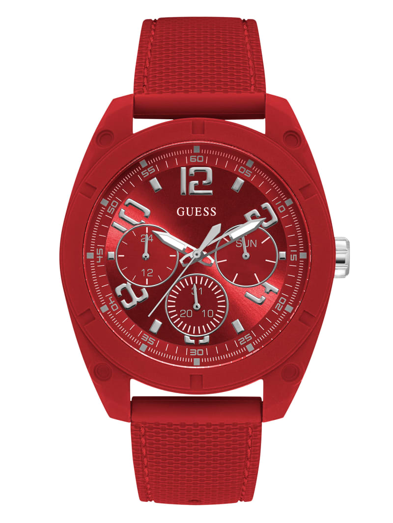 Guess Red and Silver-Tone Multifunctioneel Horloge Heren Rood | 4982-KDHFR