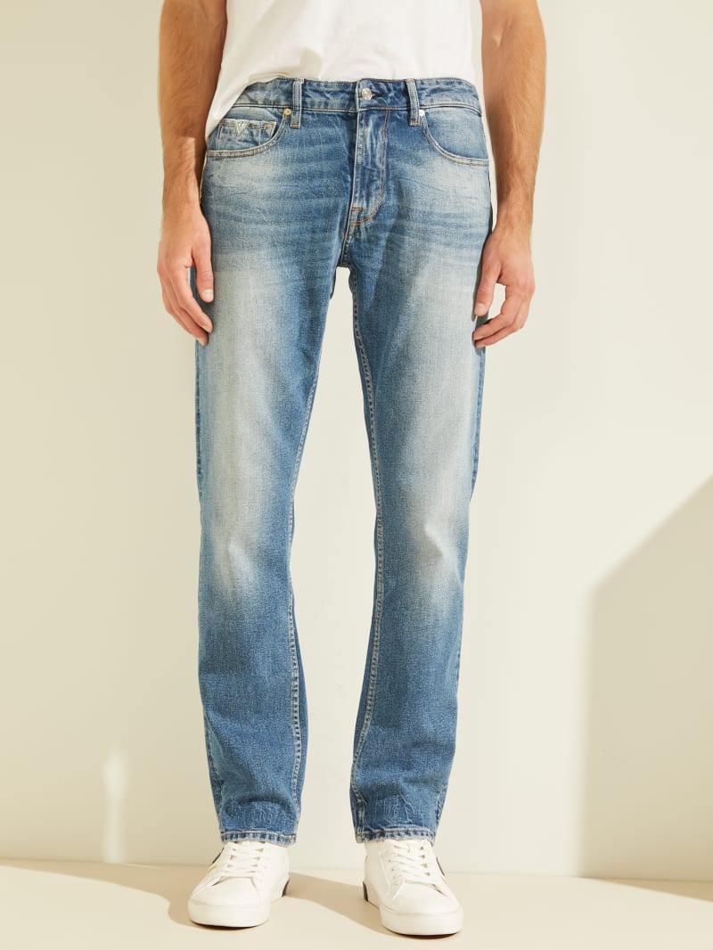 Guess Regular Straight Faded Broek Heren Blauw | 1308-VDMZX