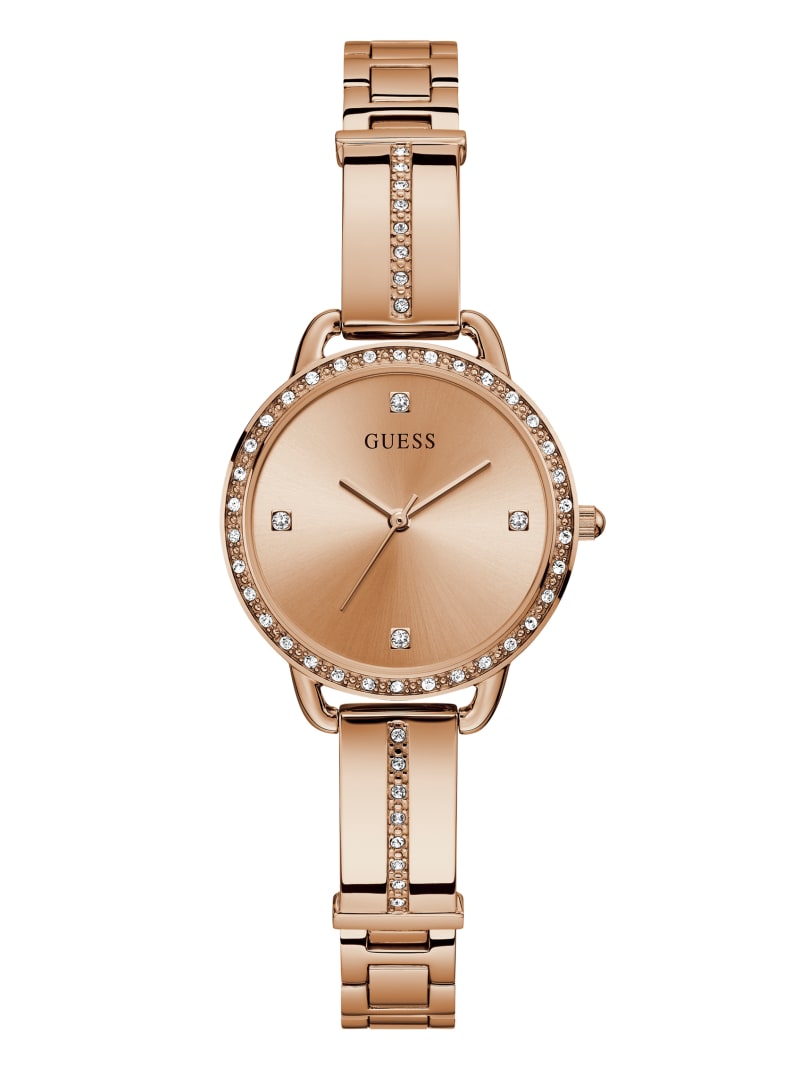 Guess Rose Gold-Tone Crystal Analog Horloge Dames Koper | 4062-WXVDH