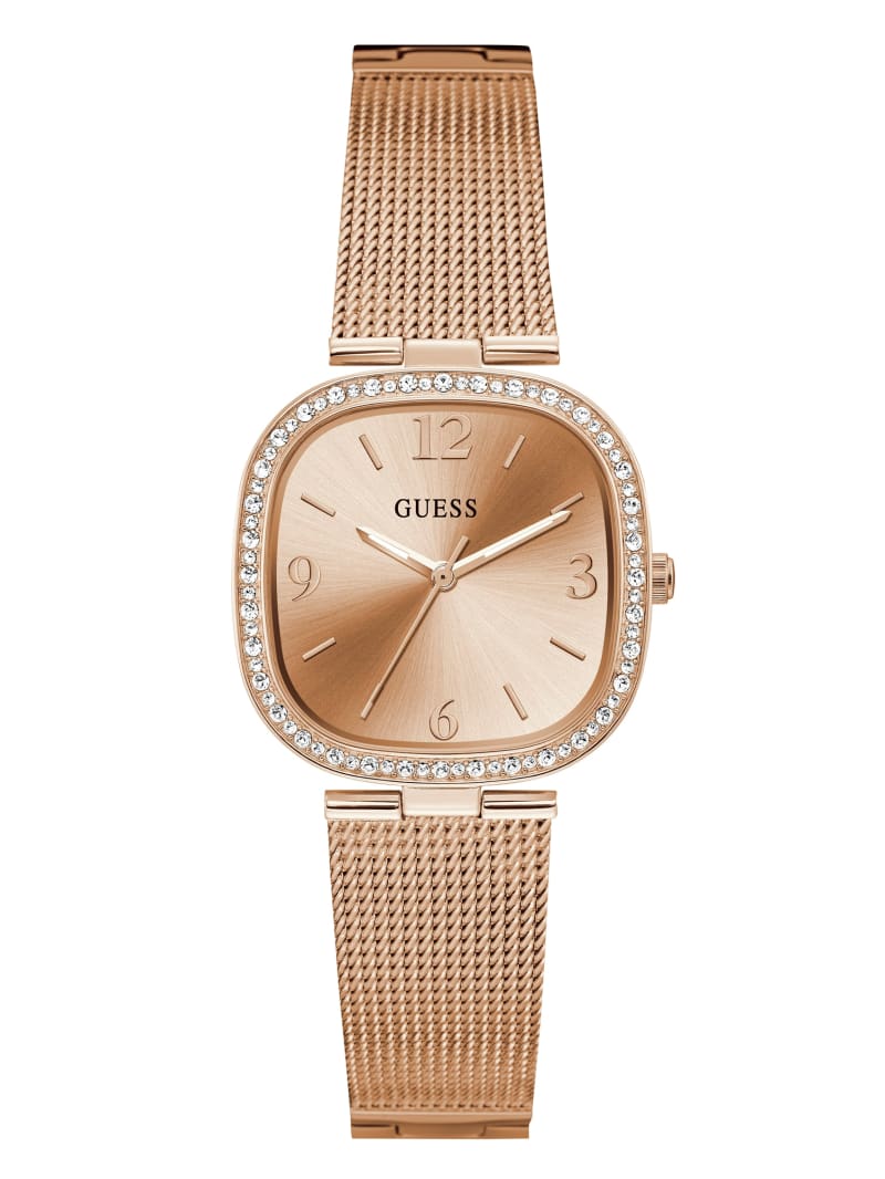 Guess Rose Gold-Tone Mesh Analog Horloge Dames Koper | 1483-STWLA