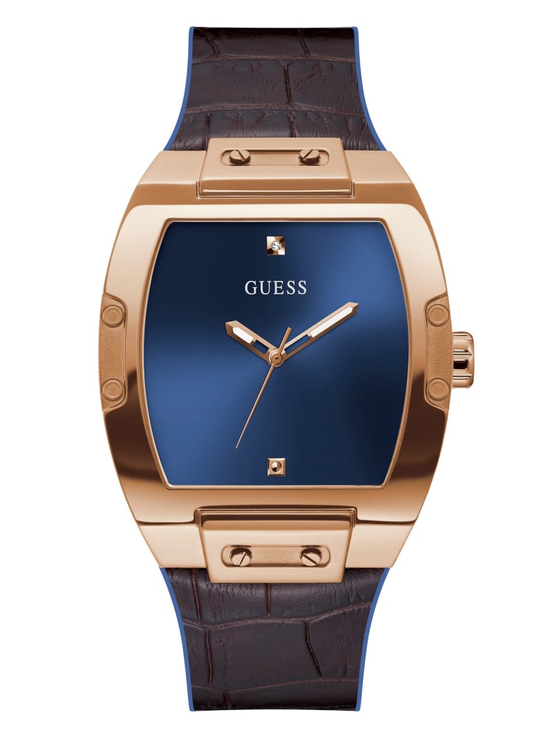 Guess Rose Gold-Tone and Navy Barrel Analog Horloge Heren Gekleurd | 9326-VOUFT