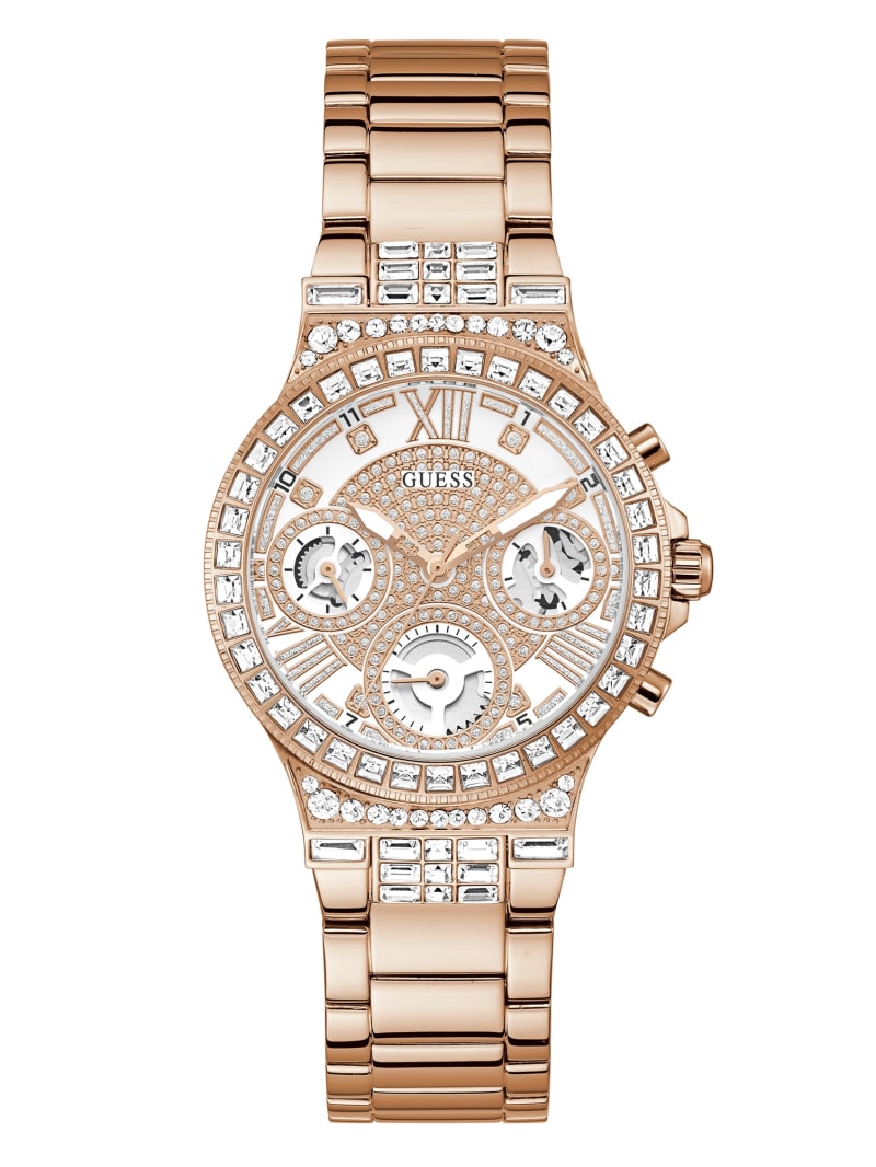 Guess Rose Gold-Tone and Rhinestone Multifunctioneel Horloge Dames Roze Goud | 8046-DEZCN