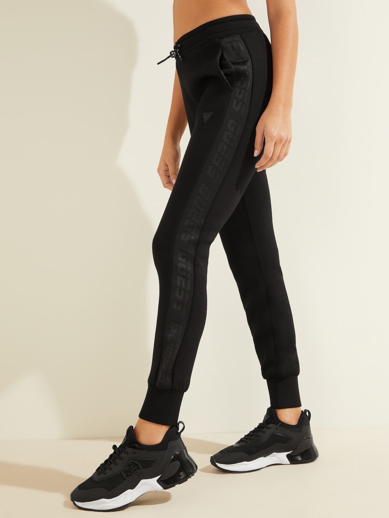 Guess Scuba Logo Tape Joggers Broek Dames Zwart | 2601-KIXJT