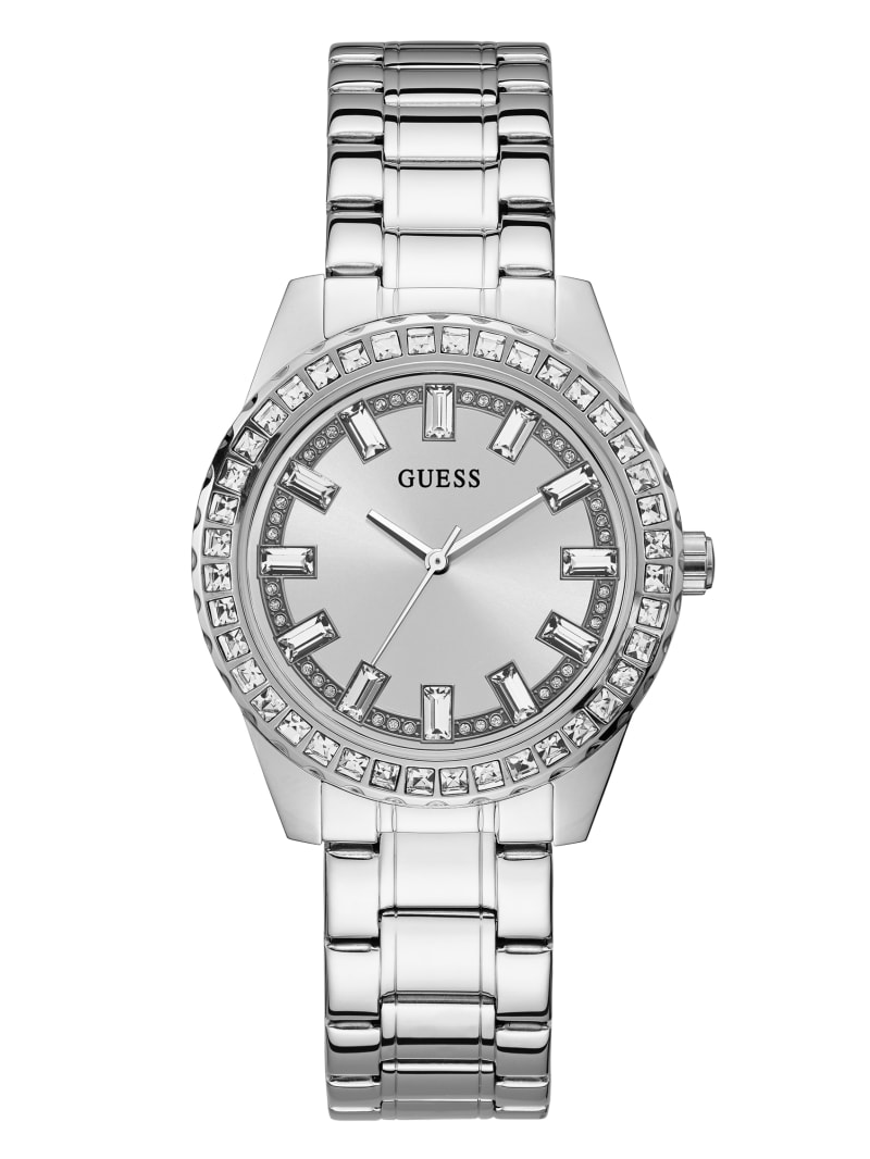 Guess Silver-Tone Analog Horloge Dames Zilver | 5892-KNTYJ