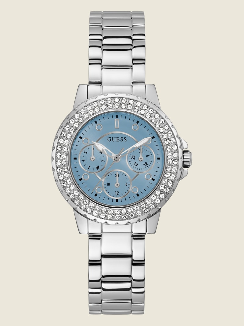 Guess Silver-Tone and Rhinestone Multifunctioneel Horloge Dames Zilver | 5036-XEJRL