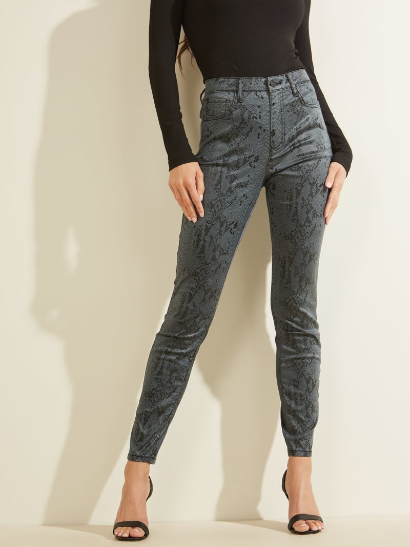 Guess Snake Print Skinny Broek Dames Donkergrijs | 2531-YEZXK