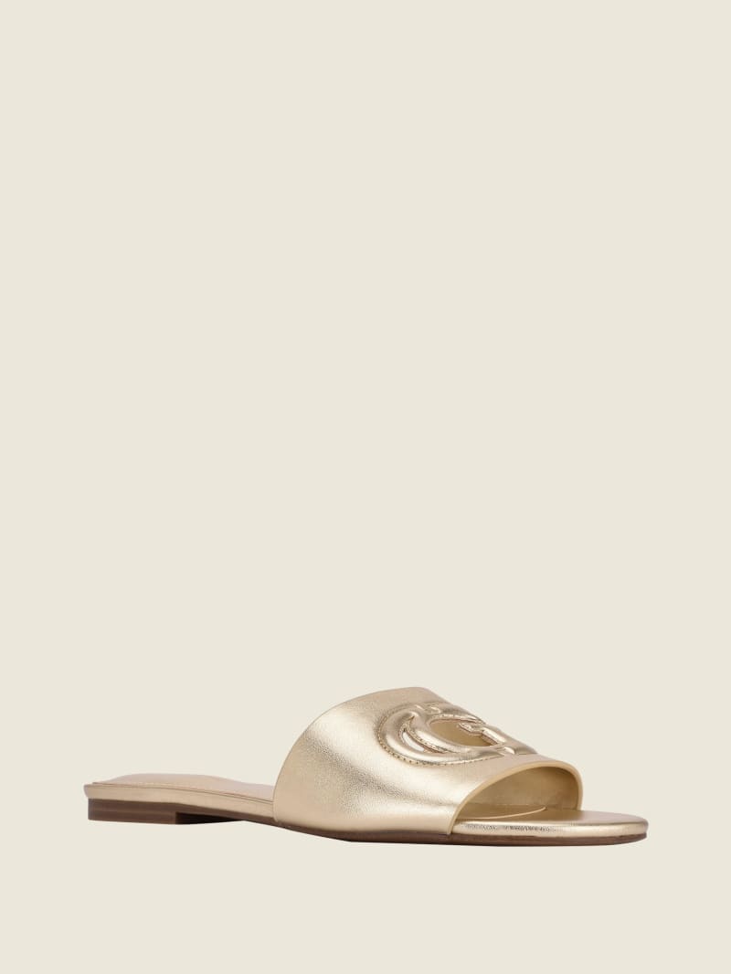 Guess Tashia Logo Badslippers Dames Goud | 6328-RANHS