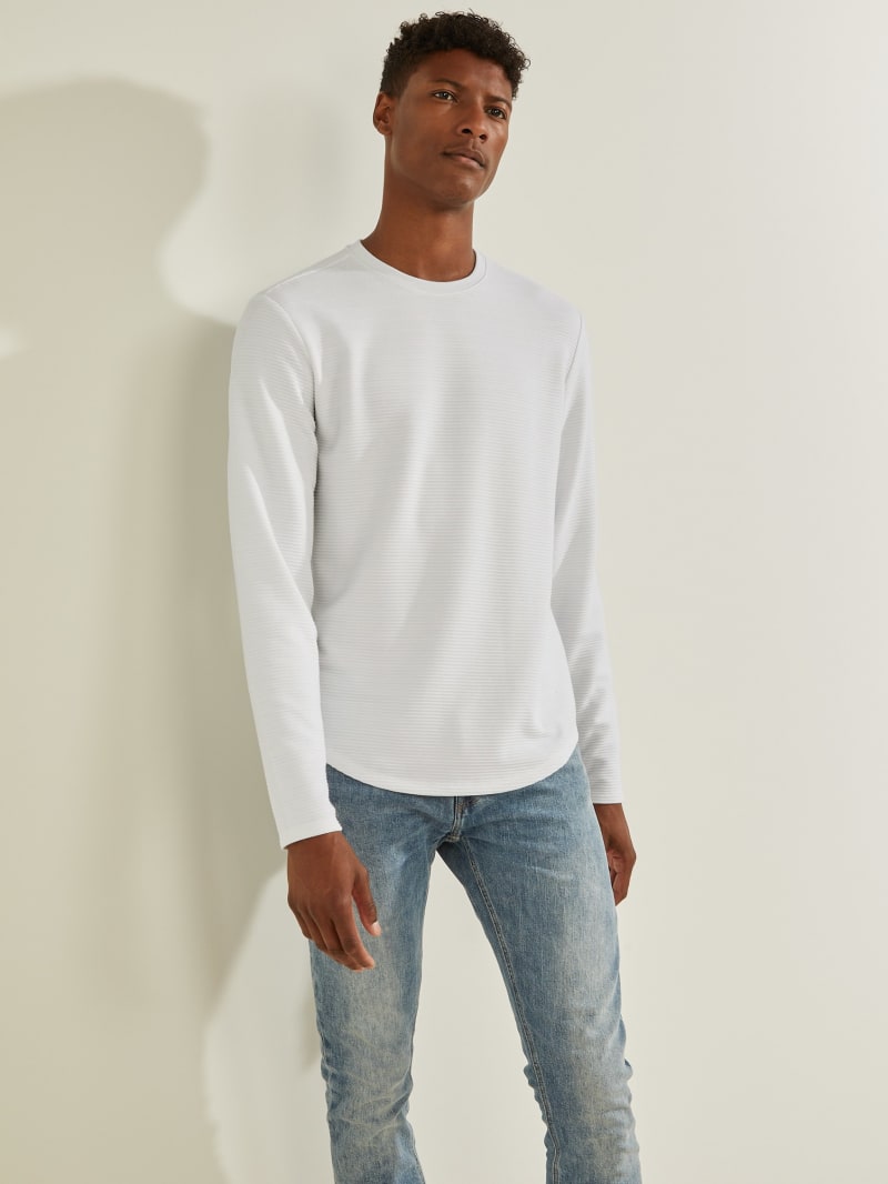 Guess Textured Jersey Crewneck T-shirts Heren Wit | 3860-KLCSB