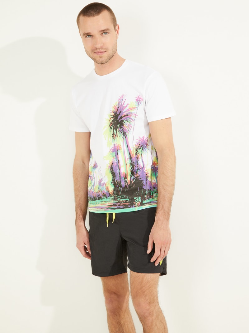 Guess Trippy Palms Tee T-shirts Heren Wit | 4986-KTHNO