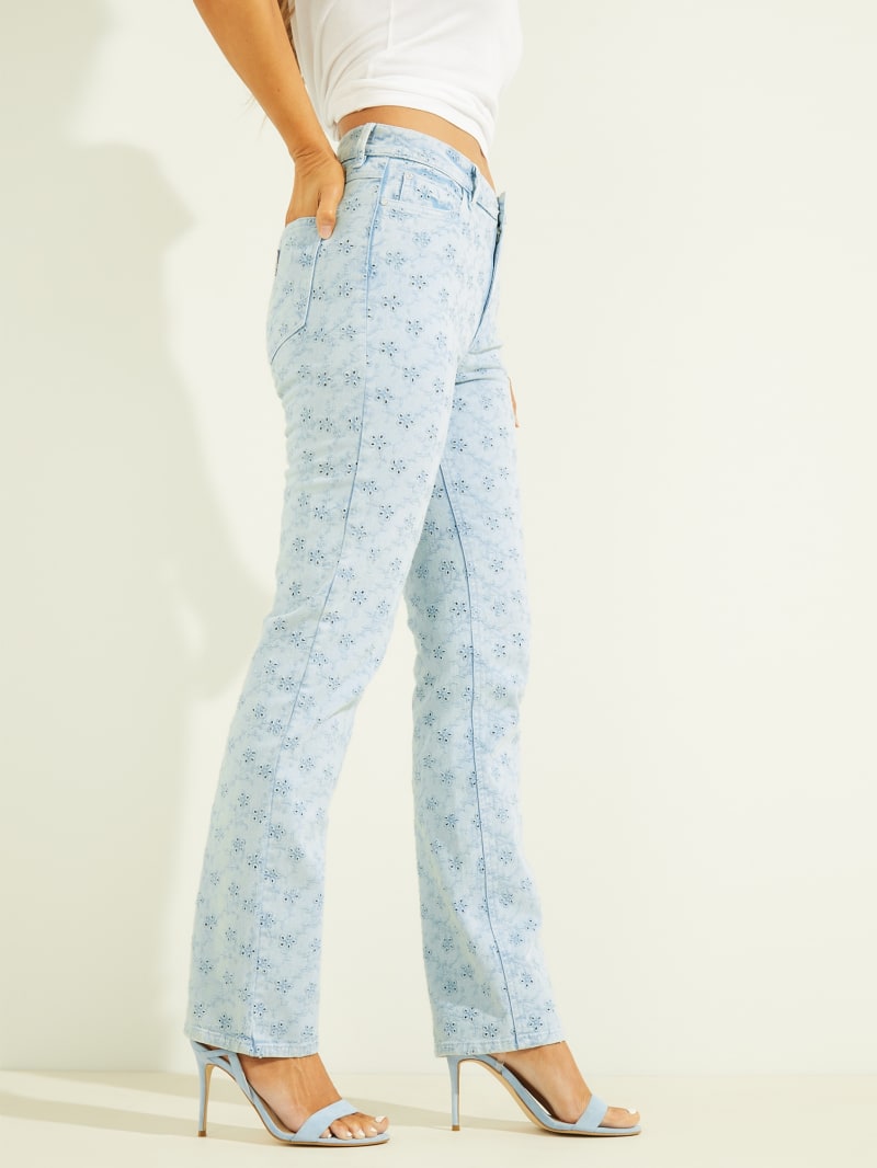 Guess 1981 Eyelet Straight Broek Dames Blauw | 2097-FYGLR