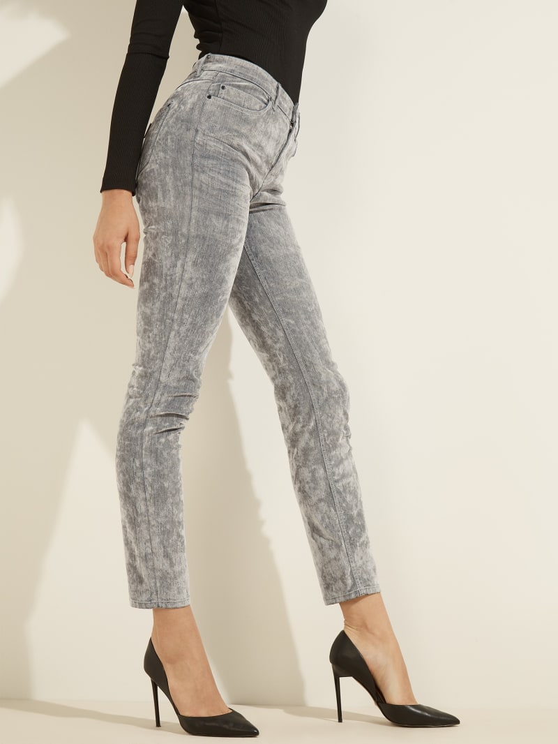 Guess 1981 Velvet Flocked Skinny Broek Dames Grijs | 6052-QDHUF