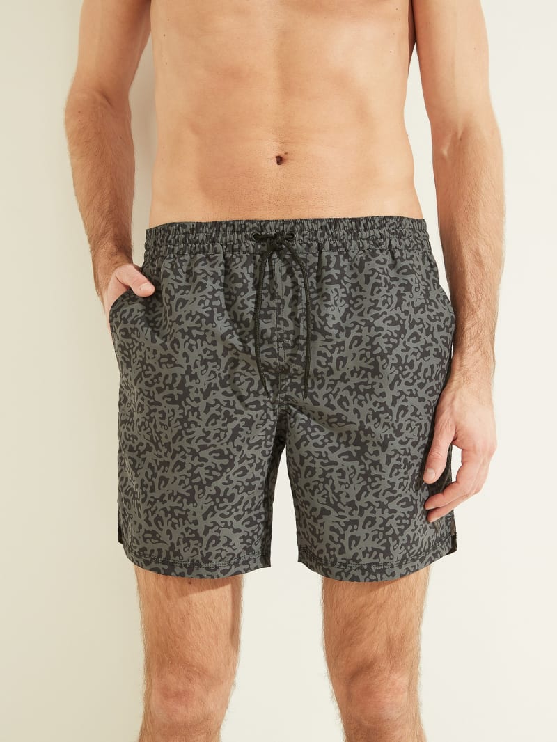 Guess Abstract Swim Trunks Zwemkleding Heren Grijs | 9825-FUJPQ