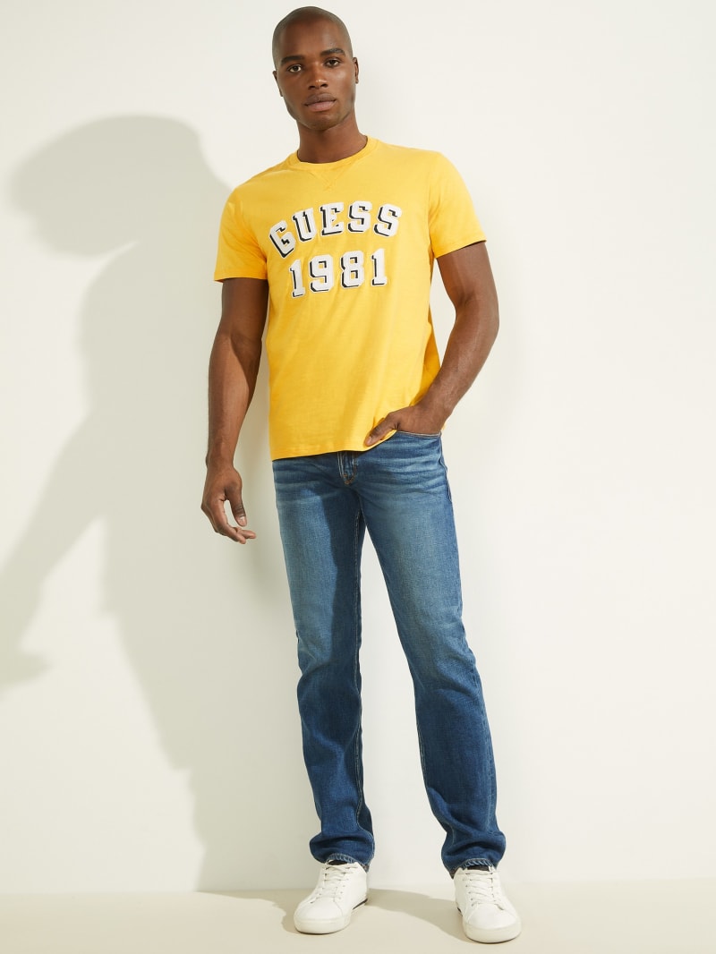 Guess Academy Tee T-shirts Heren Geel | 9231-GZTUL