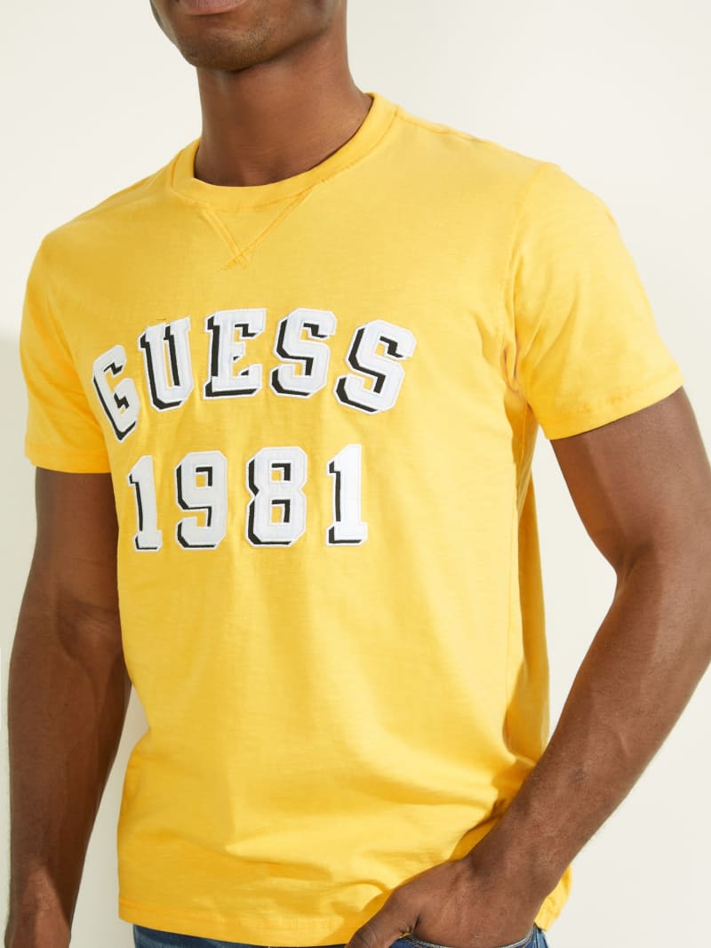 Guess Academy Tee T-shirts Heren Geel | 9231-GZTUL