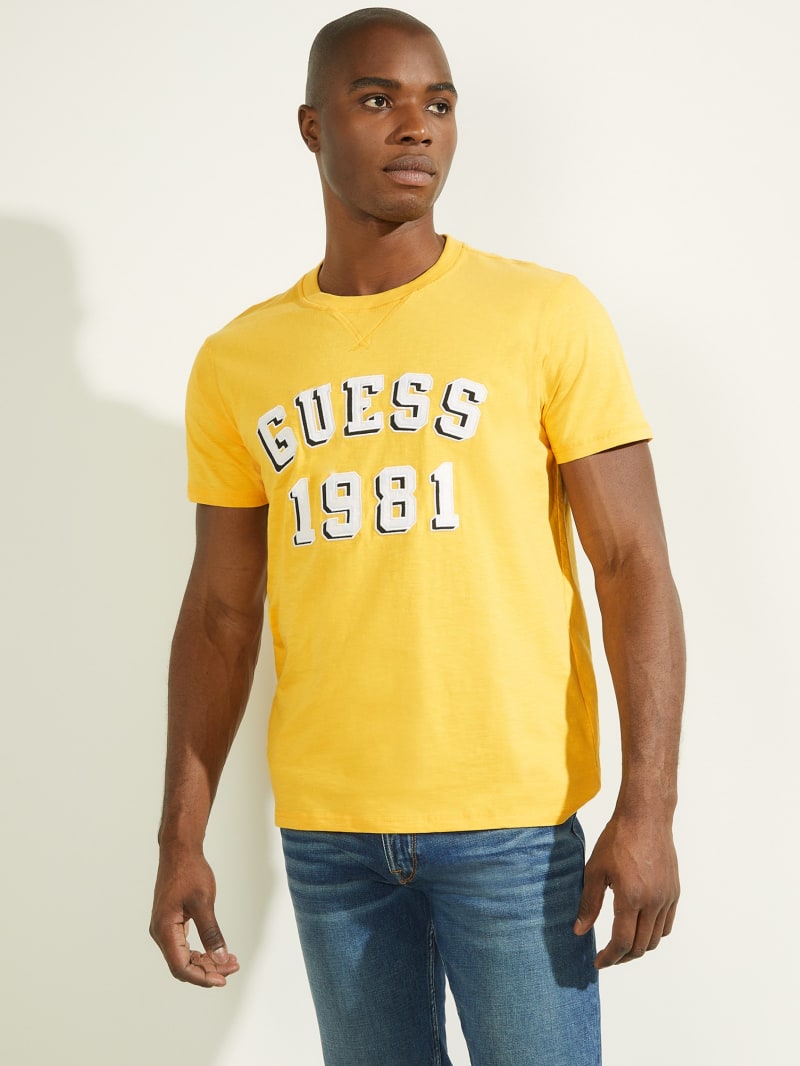 Guess Academy Tee T-shirts Heren Geel | 9231-GZTUL