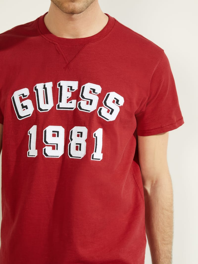 Guess Academy Tee T-shirts Heren Rood | 3705-CLQUY