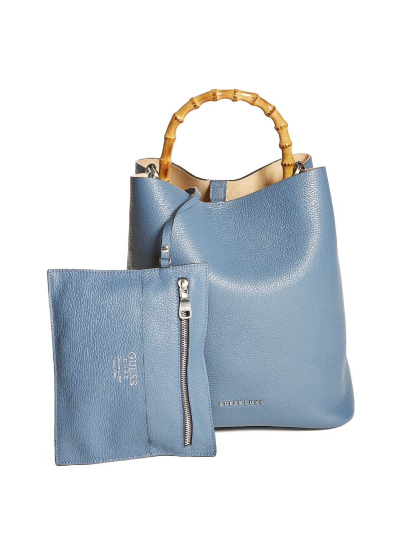 Guess Aida Leren Tote Tassen Dames Blauw | 8172-HOCYF