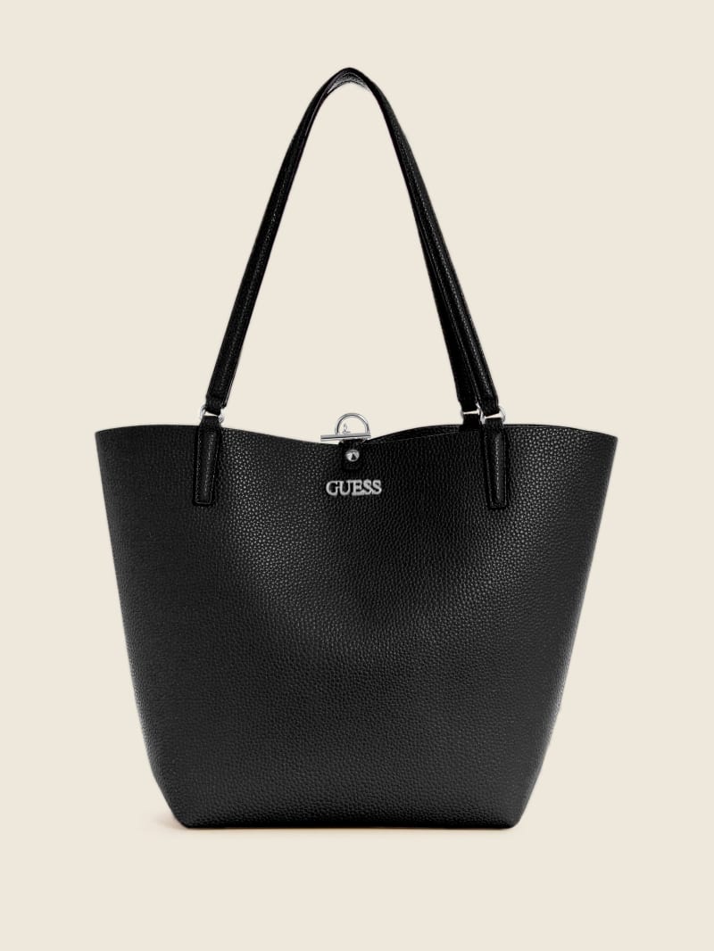 Guess Alby Toggle Tote Tassen Dames Zwart | 0397-QMOXB