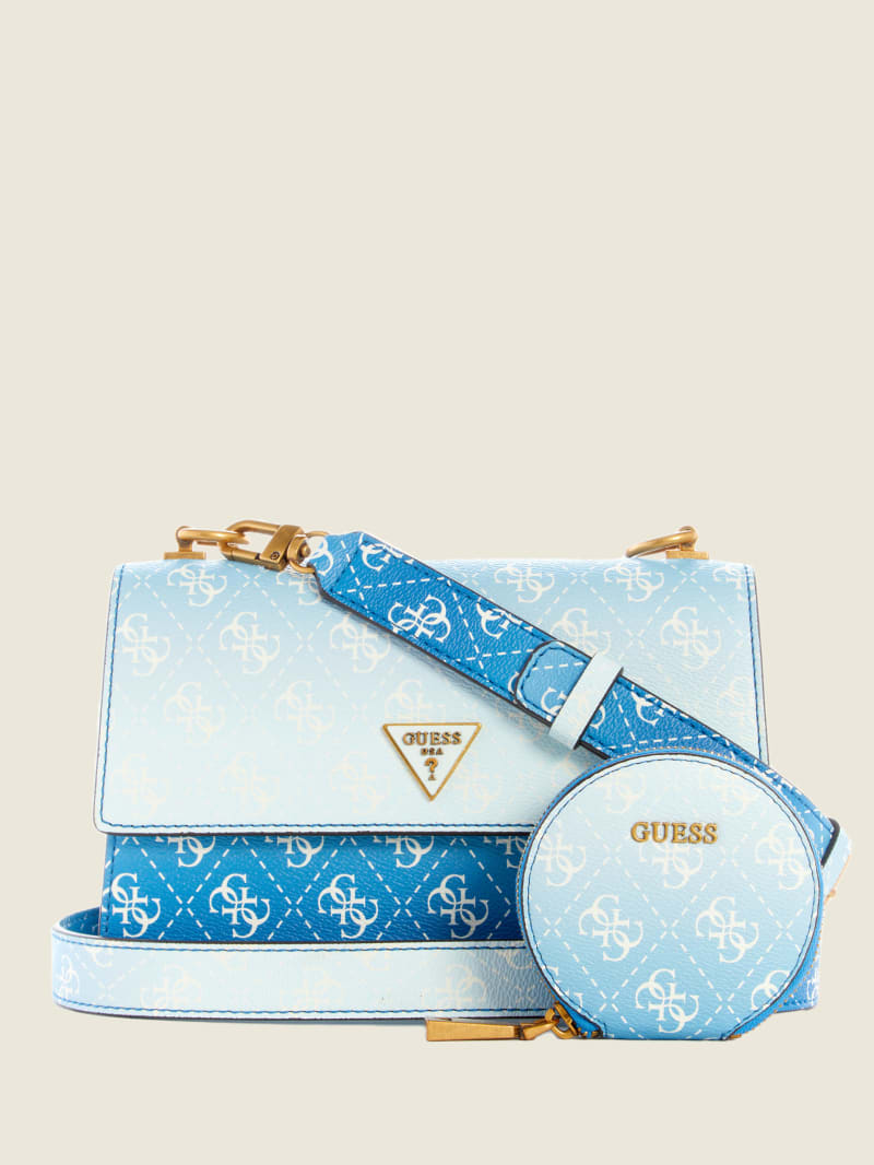 Guess Alexie Ombre Logo Flap Crossbodytassen Dames Blauw | 3519-VBEKT