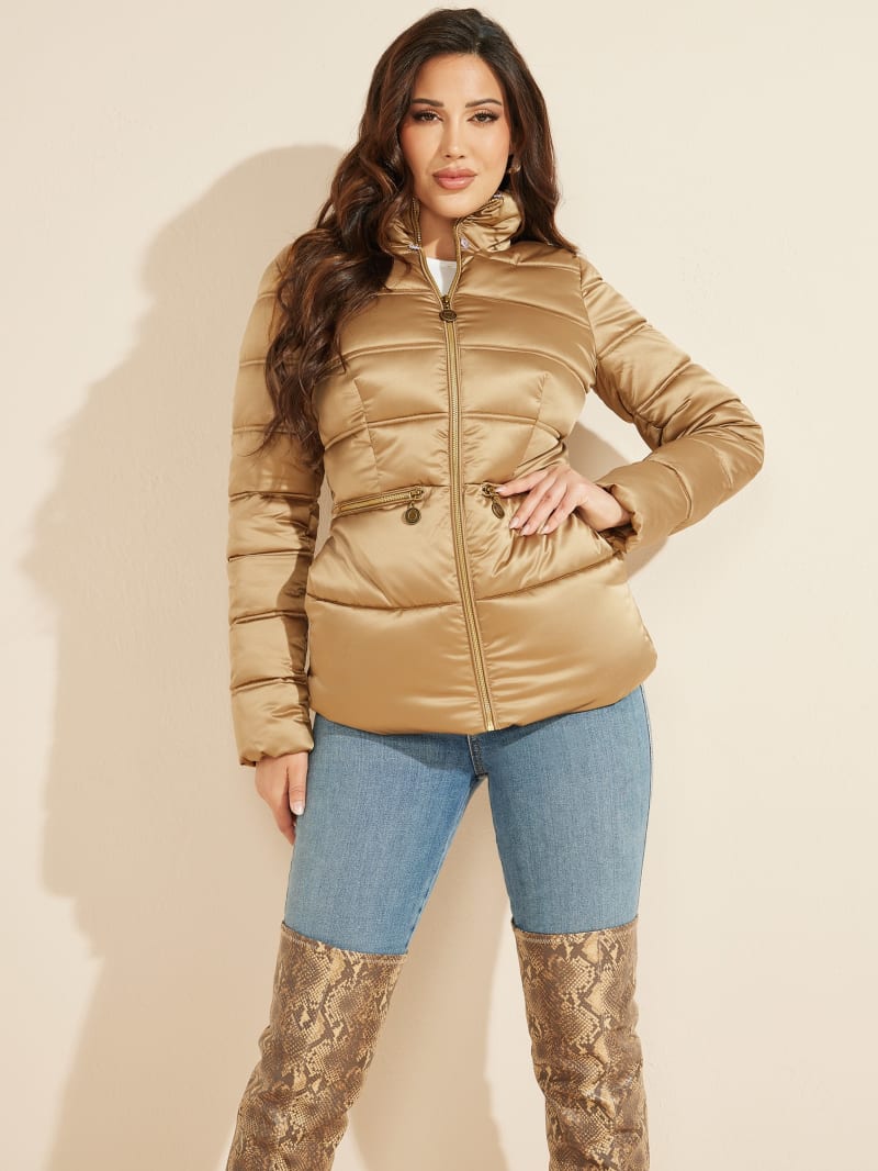 Guess Allie Puffer Jassen Dames Bruin | 8769-OHQMS