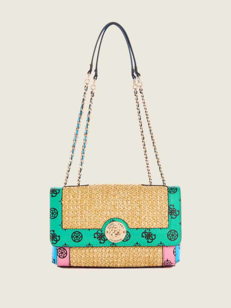 Guess Always Raffia Logo Convertible Crossbodytassen Dames Groen | 8479-EOBRK