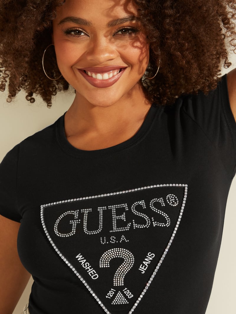 Guess Amalur Logo Tee Topjes Dames Zwart | 5670-BYVAQ