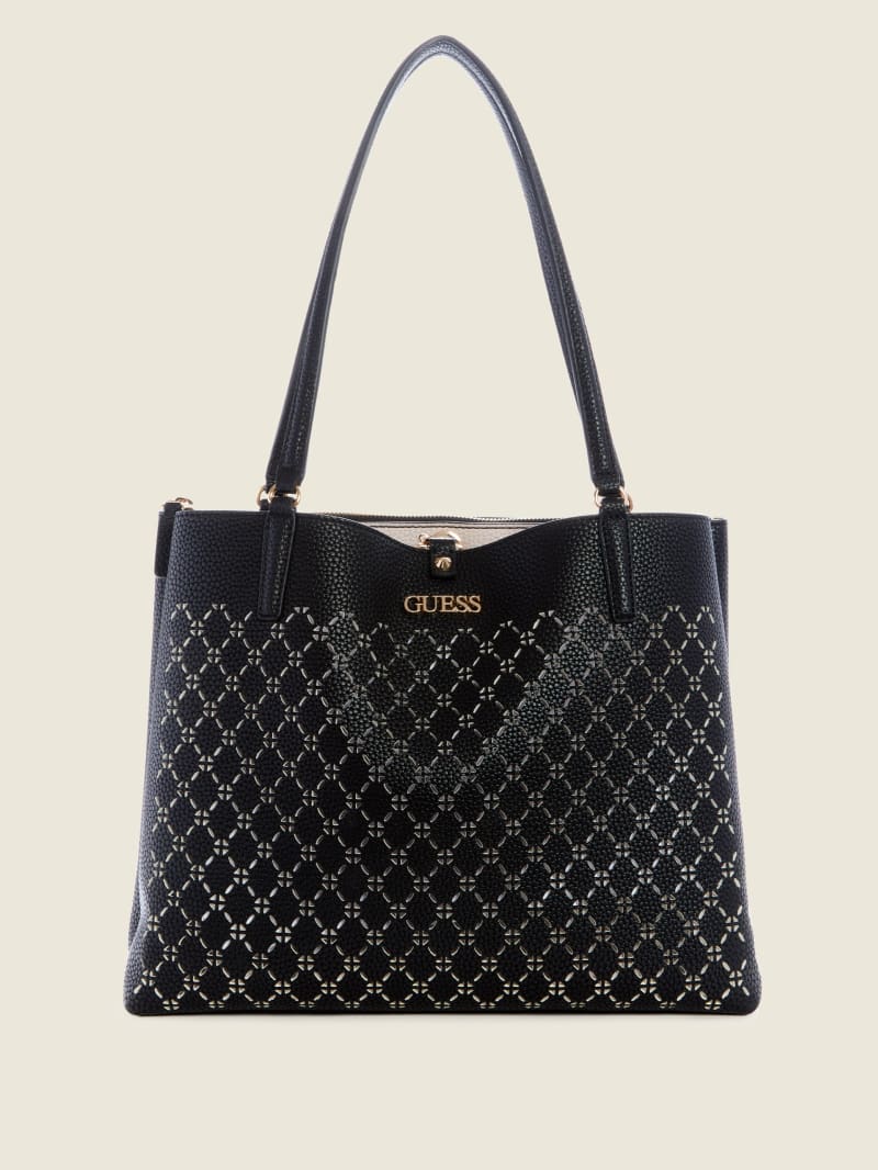 Guess Amara Society Tote Tassen Dames Zwart | 7540-GEWCD