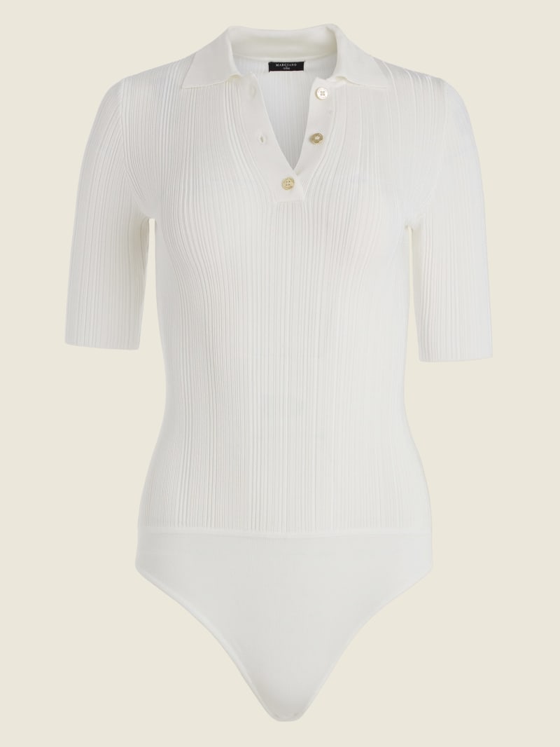 Guess Angele Ribbed Bodysuit Topjes Dames Wit | 5632-PFECK