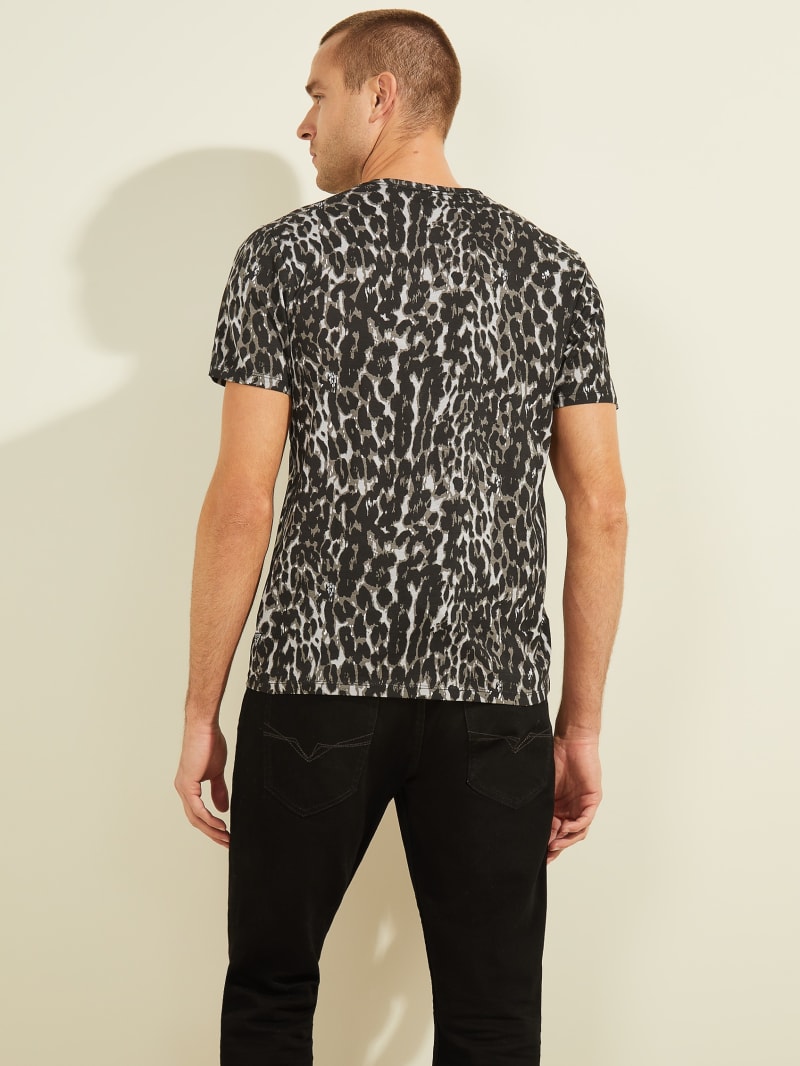 Guess Animal Logo Tee T-shirts Heren Zwart | 9483-VBEQH