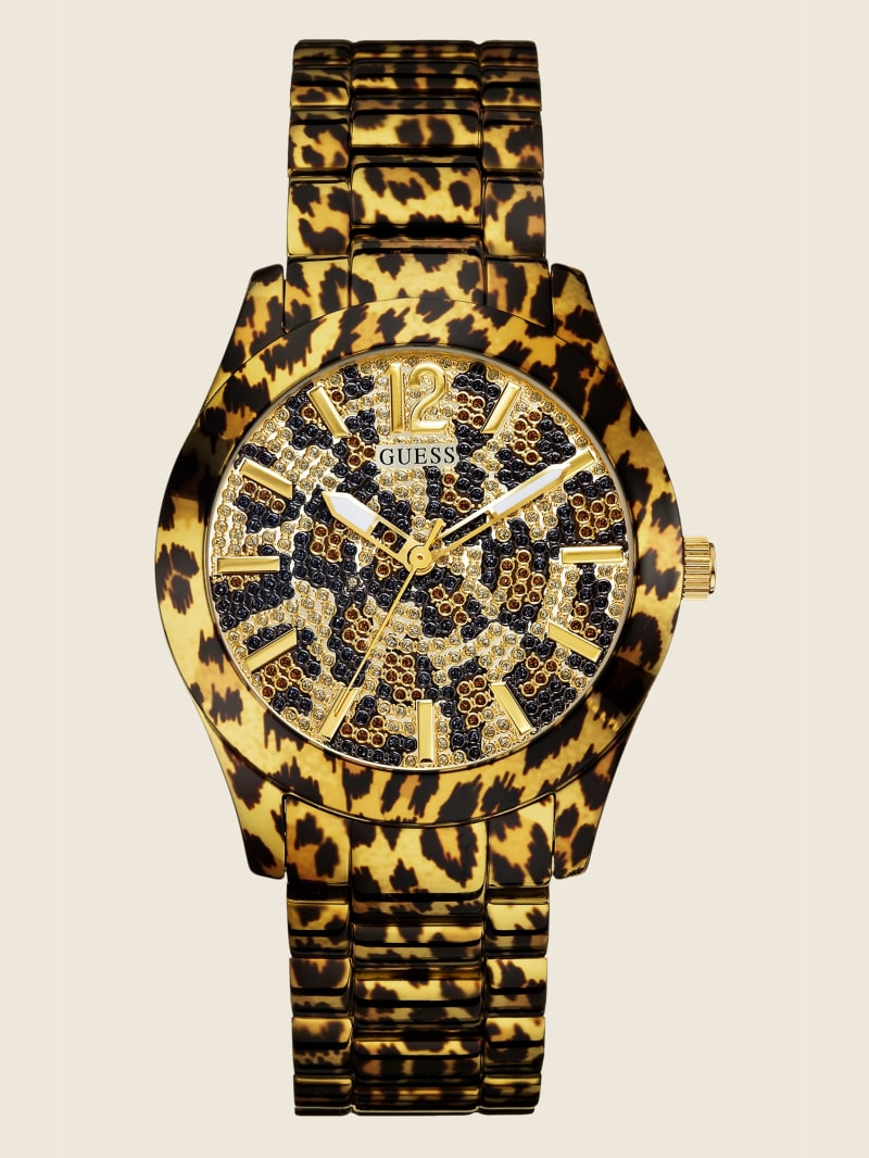 Guess Animal Print Gold-Tone Horloge Dames Gekleurd | 0916-EZOLV