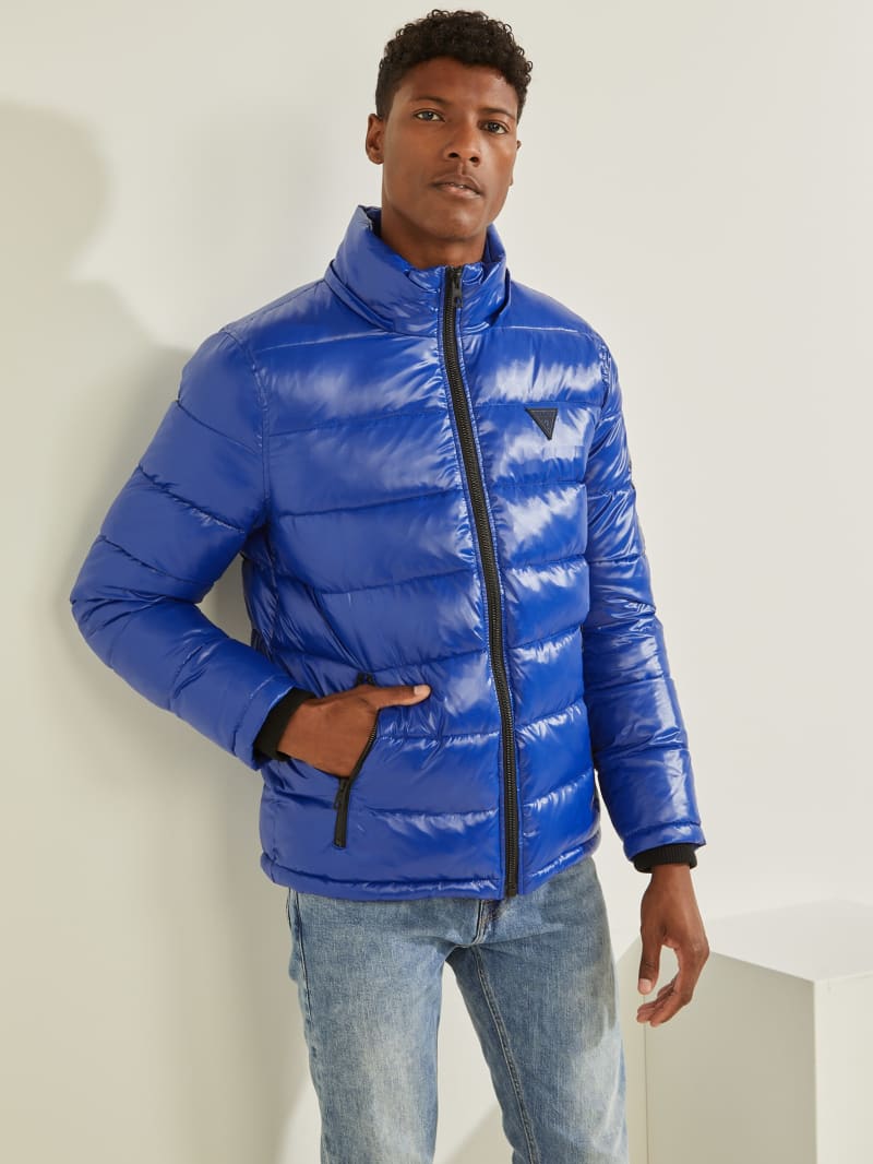 Guess Anthony Logo Puffer Jassen Heren Blauw | 9850-VKXCL