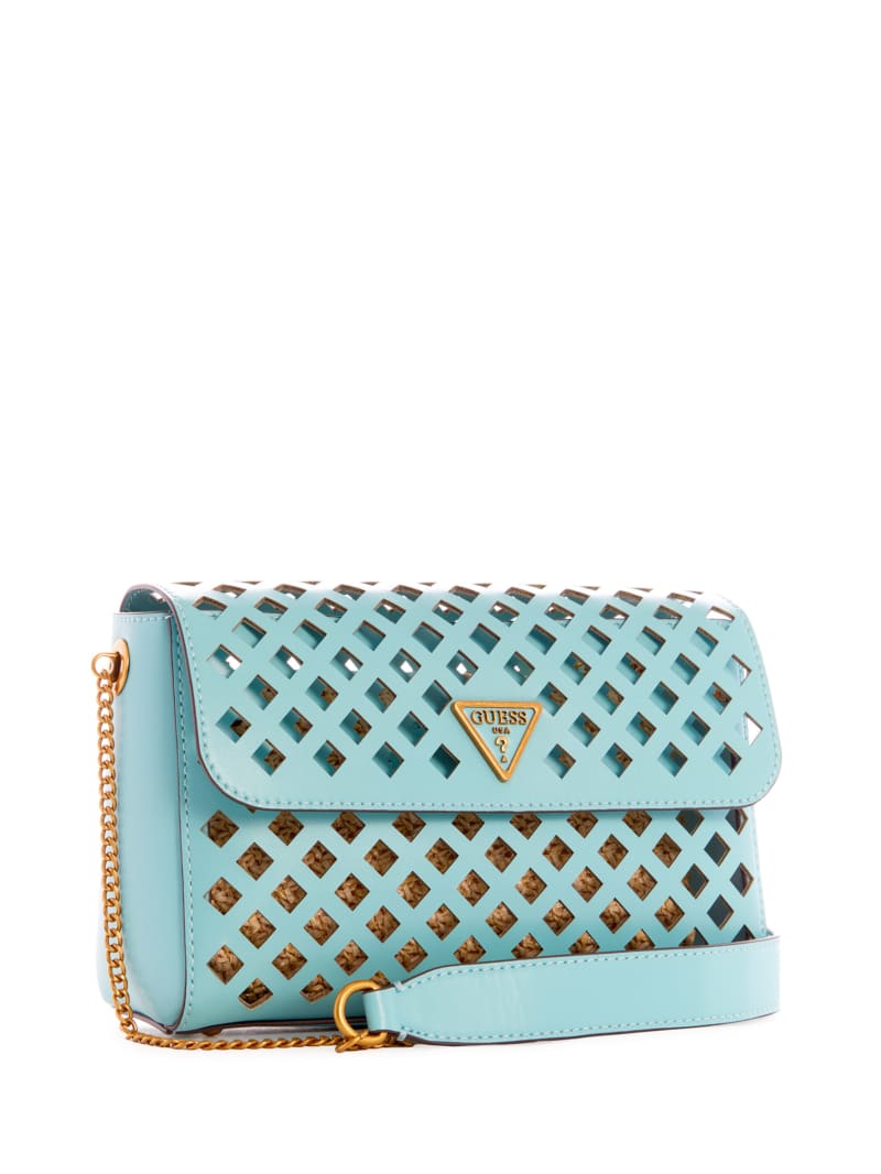 Guess Aqua Perforated Flap Crossbodytassen Dames Turquoise | 2439-EUGQV