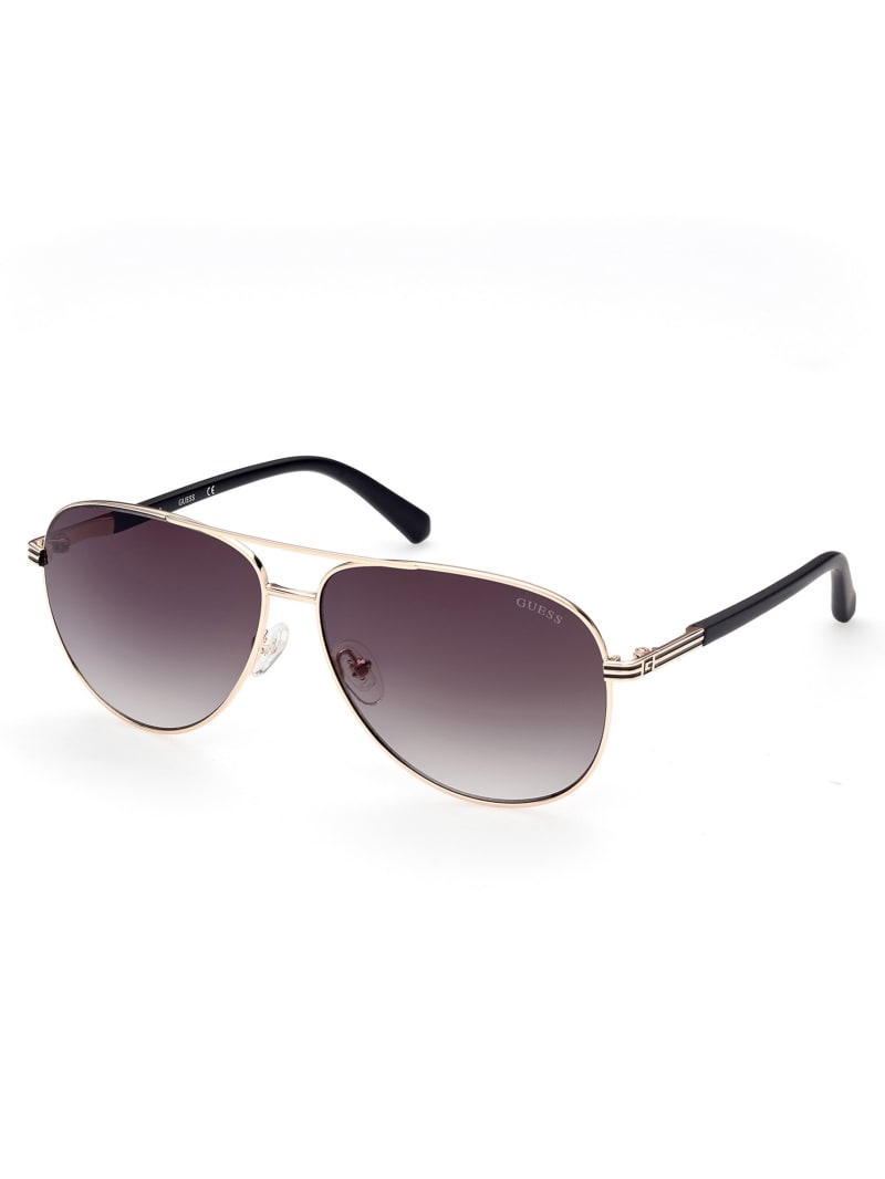 Guess Aviator Metal Zonnebril Heren Roze Goud | 3764-DISYQ