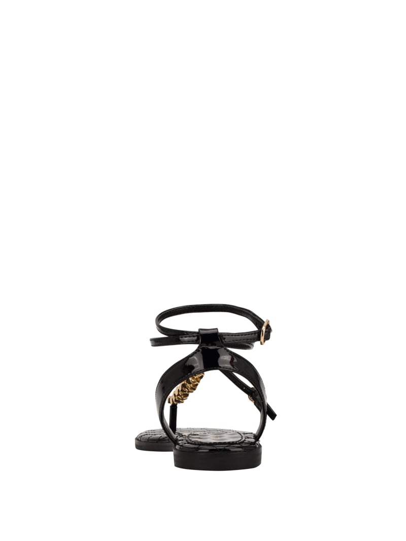 Guess Brighti Chain T-Riemen Sandalen Dames Zwart | 2467-DZKPH