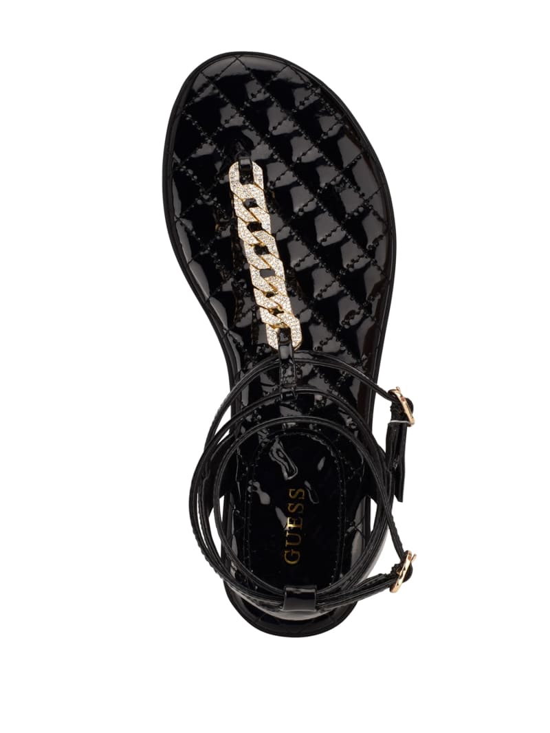 Guess Brighti Chain T-Riemen Sandalen Dames Zwart | 2467-DZKPH