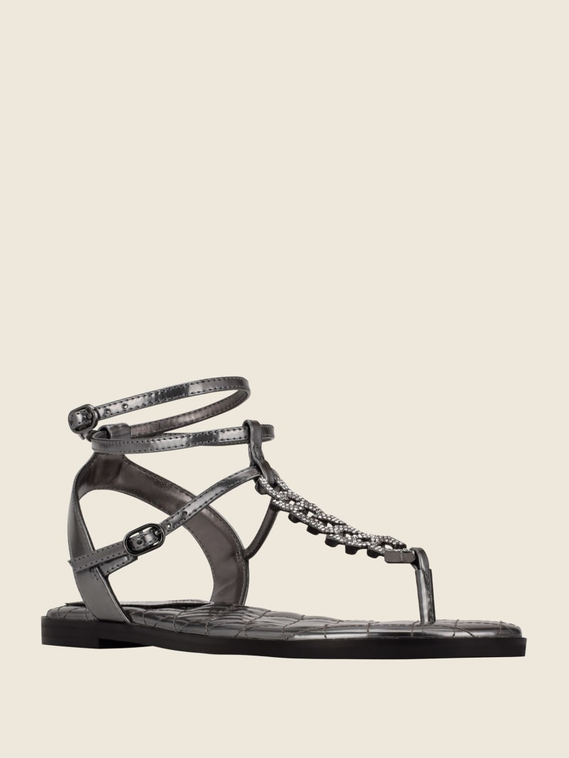 Guess Brighti Chain T-Riemen Sandalen Dames Blauw Grijs | 4971-ZKARU