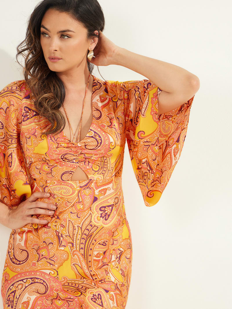 Guess Cabo Paisley Jurken Dames Oranje | 5798-GLDQA