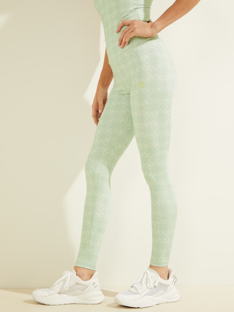 Guess Caitlin Logo Leggings Broek Dames Mintgroen | 1890-ERSYT