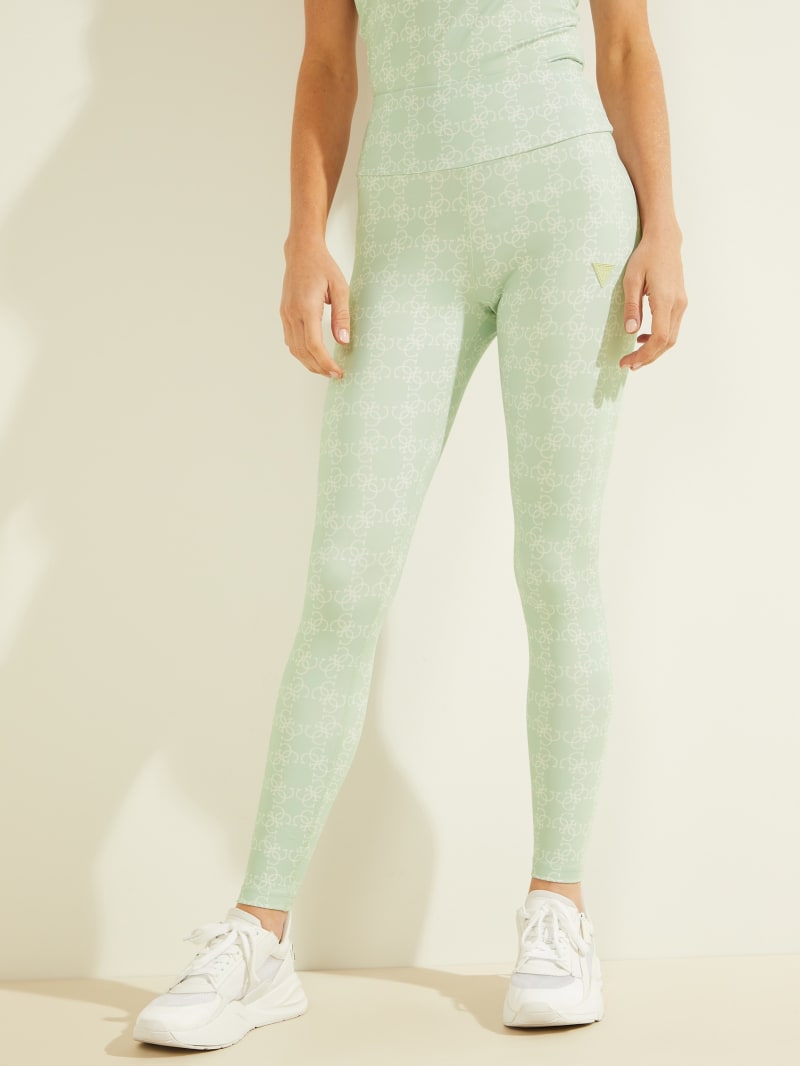 Guess Caitlin Logo Leggings Broek Dames Mintgroen | 1890-ERSYT