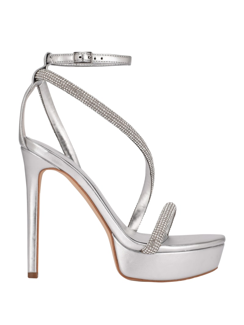 Guess Casidee Rhinestone Platform Hakken Dames Zilver | 6819-LBKTM