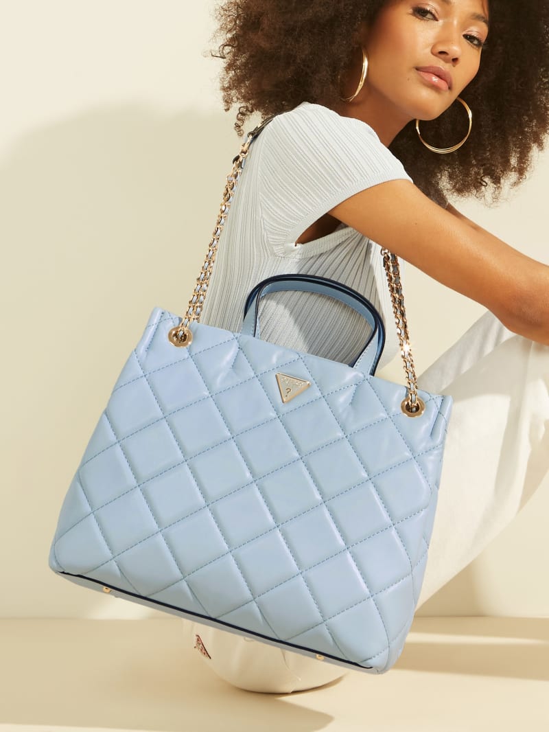 Guess Cessily Girlfriend Tote Tassen Dames Blauw | 0768-KVTGP