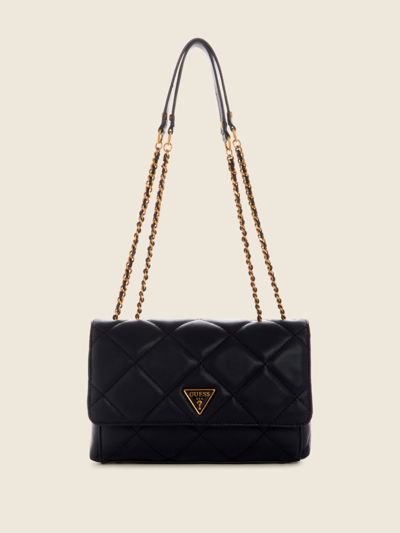 Guess Cessily Quilted Convertible Crossbodytassen Dames Zwart | 6273-AVCSE