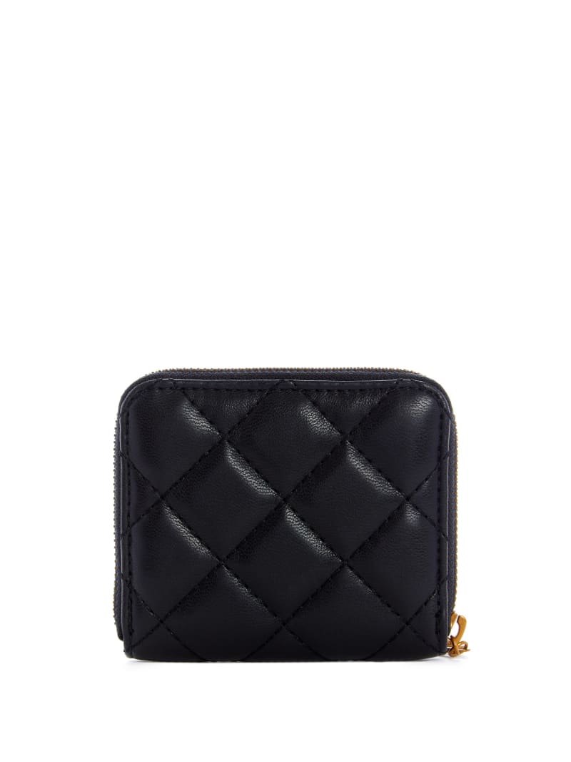 Guess Cessily Quilted Small Zip-Around Portefeuille Dames Zwart | 2586-WCIJA