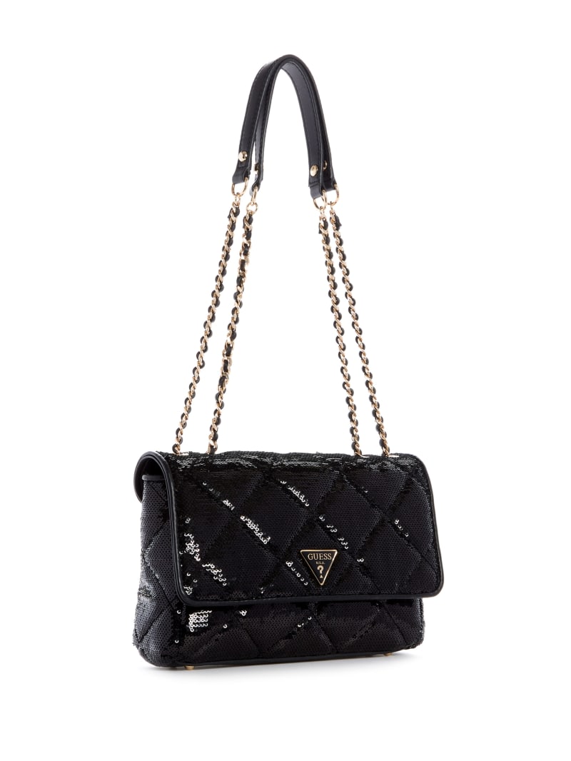 Guess Cessily Sequins Convertible Crossbodytassen Dames Zwart | 0254-IZGRT