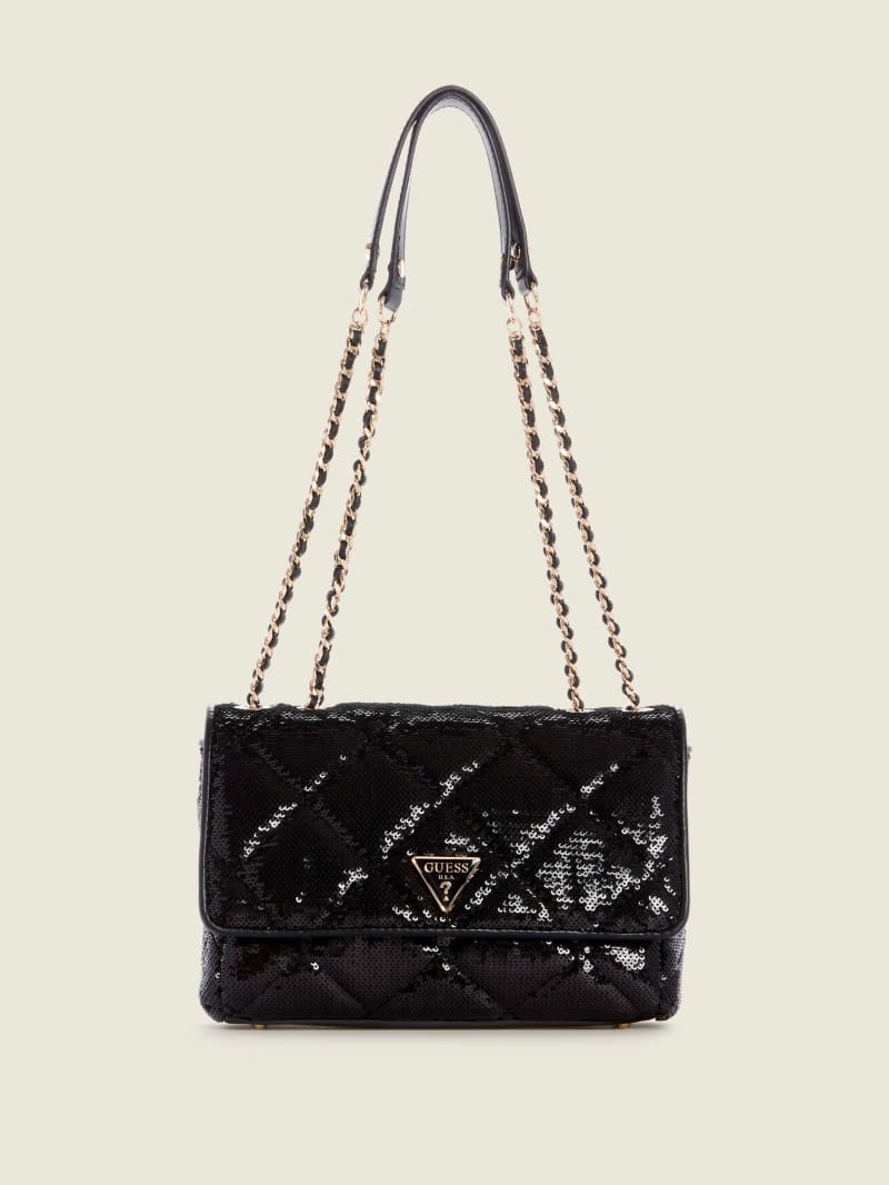 Guess Cessily Sequins Convertible Crossbodytassen Dames Zwart | 0254-IZGRT