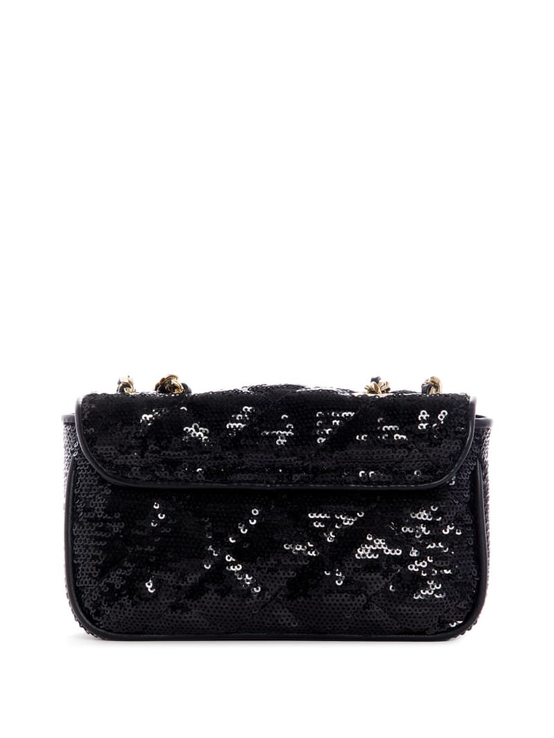 Guess Cessily Sequins Convertible Mini Tassen Dames Zwart | 5106-ZUNMH