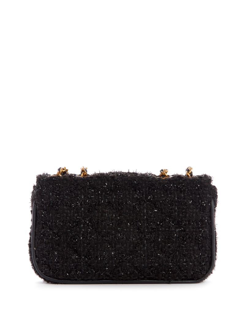 Guess Cessily Tweed Convertible Mini Tassen Dames Zwart | 3481-BHYIP