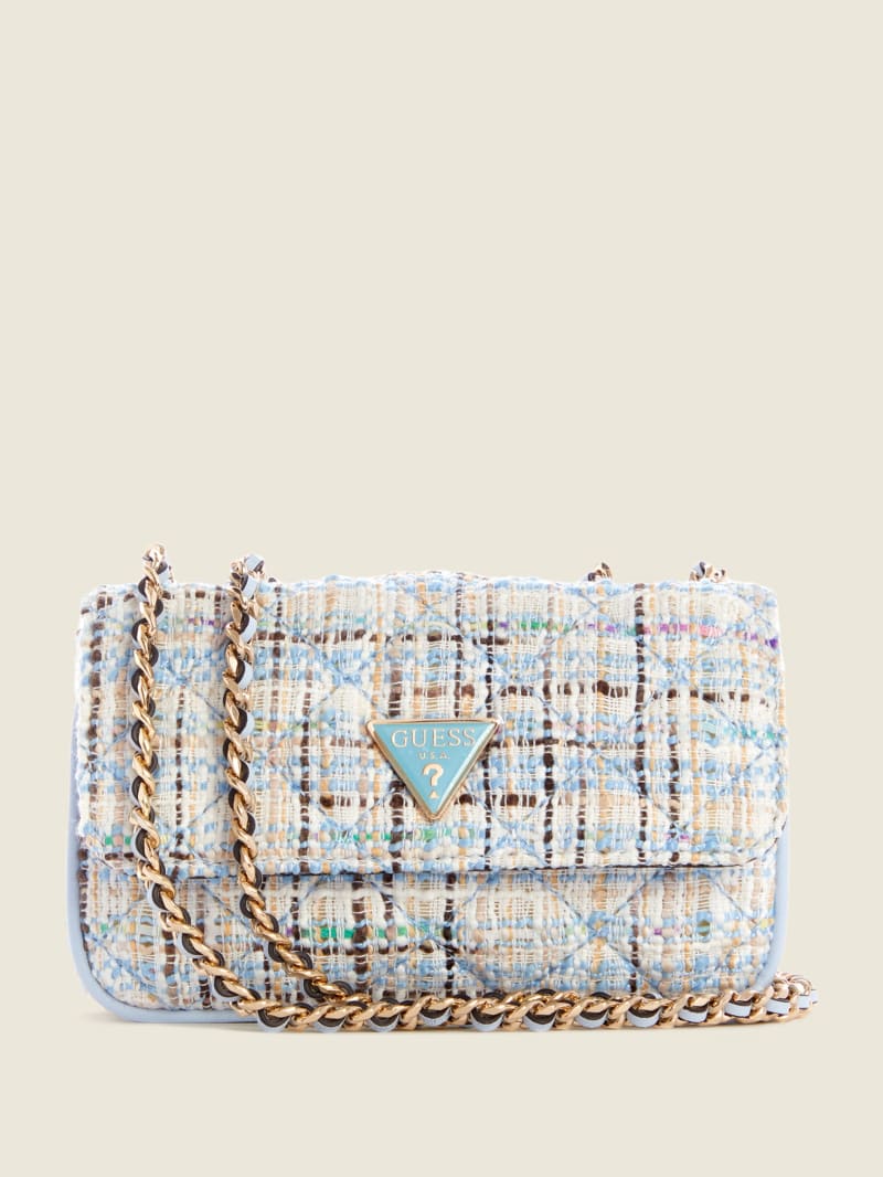 Guess Cessily Tweed Micro Mini Tassen Dames Blauw | 2831-SQNOC