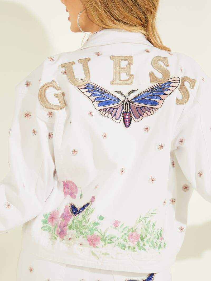 Guess Clara White Denim Jassen Dames Wit | 7426-URKLV